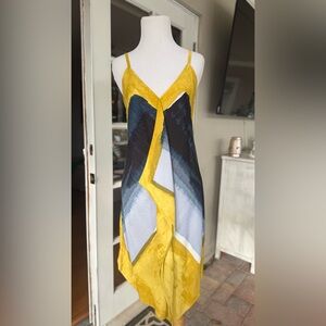 RACHEL Rachel Roy Asymmetrical Yellow and Blue Dress small EUC